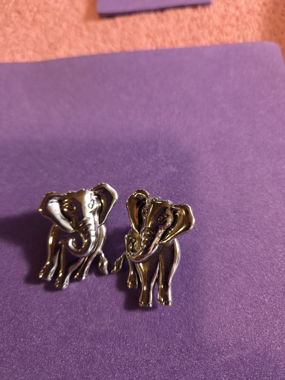 Silver Elephant Stud Earrings - Pair